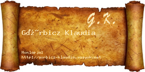 Görbicz Klaudia névjegykártya